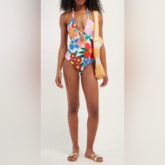 Mara Hoffman Aya One-Piece Swimsuit – Size M, NWOT, floral, halter